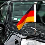 Autofahne mit Supermagnet: Diplomat-1.30-Chrome Deutschland mit  Dienst-Wappen
